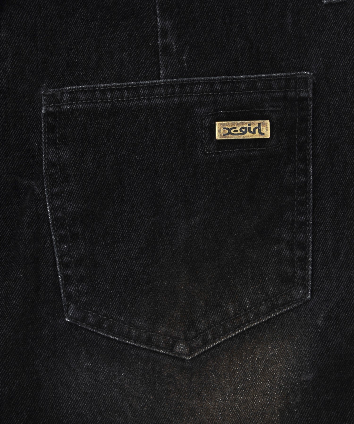 FLOCKED DENIM MINI SKIRT