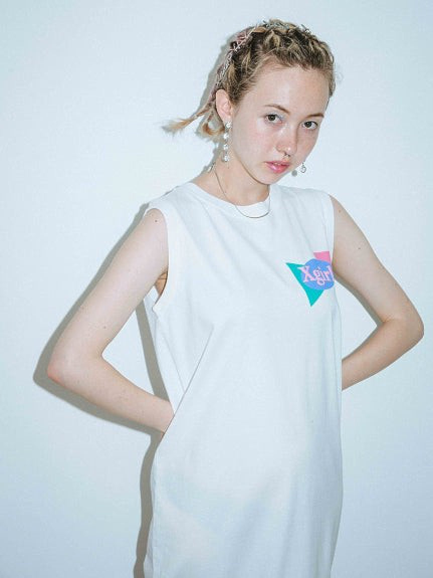 PLANE SHAPES LOGO TANK DRESS X-girl