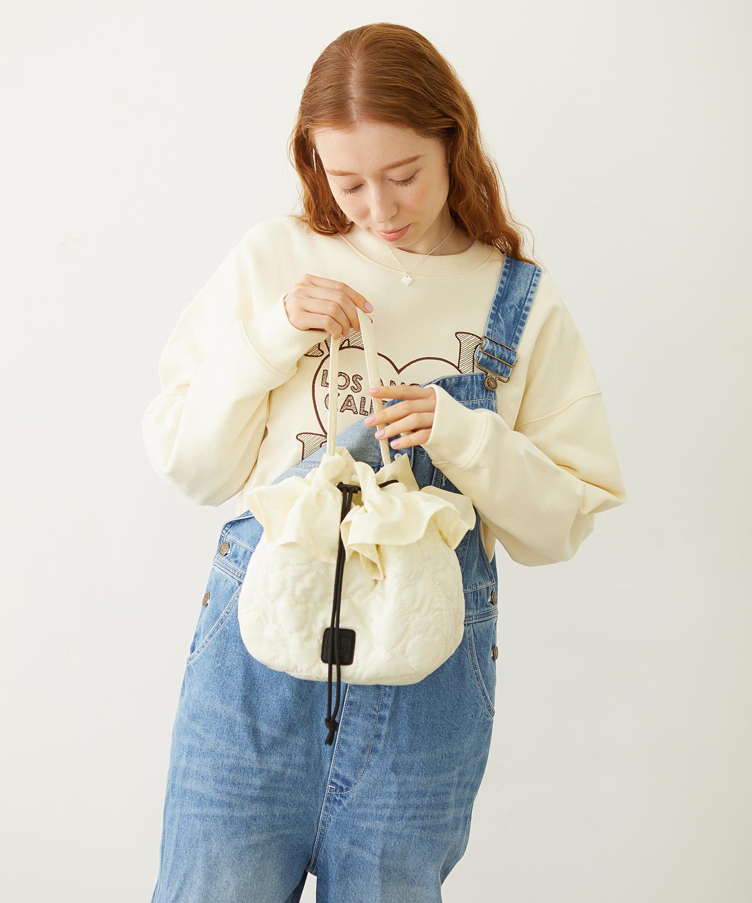 HEART QUILTED DRAWSTRING BAG