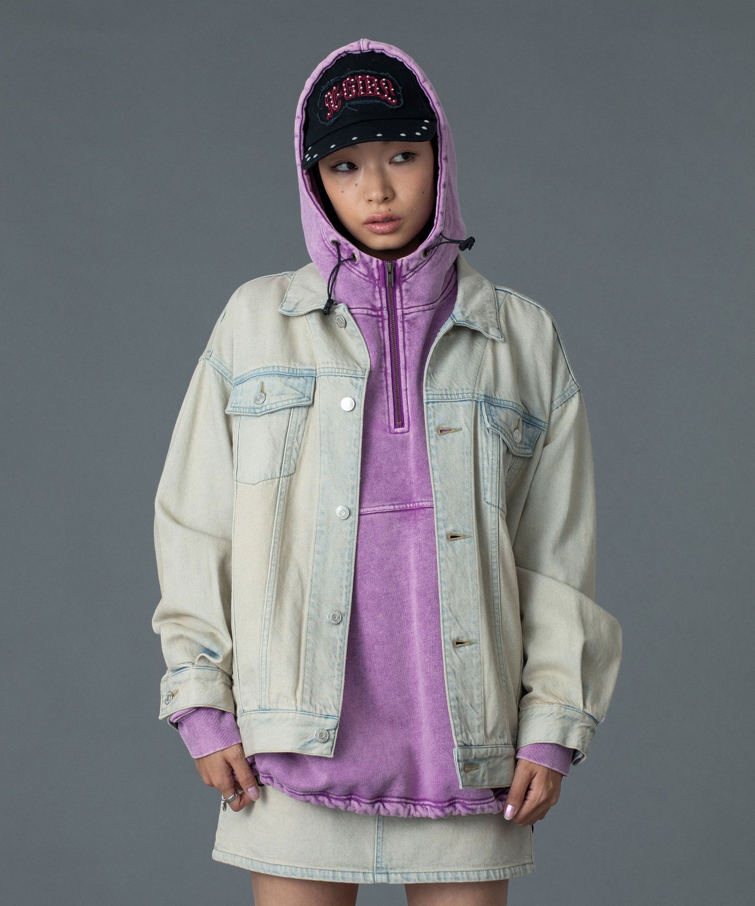 FADED FACE LABEL ANORAK SWEAT HOODIE