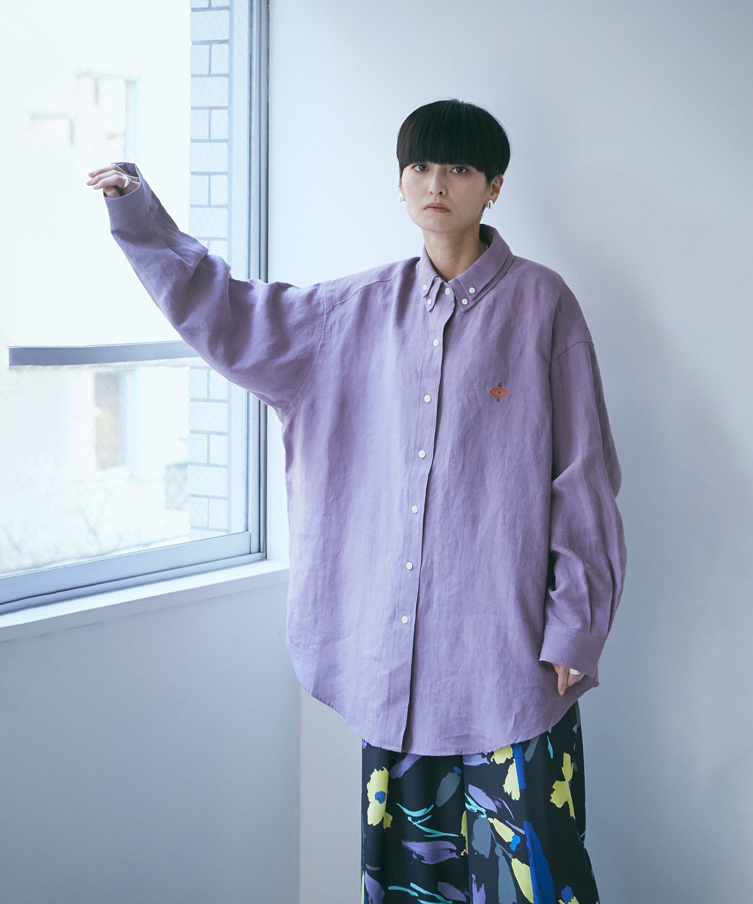 ボタンダウン ダブルネックシャツ