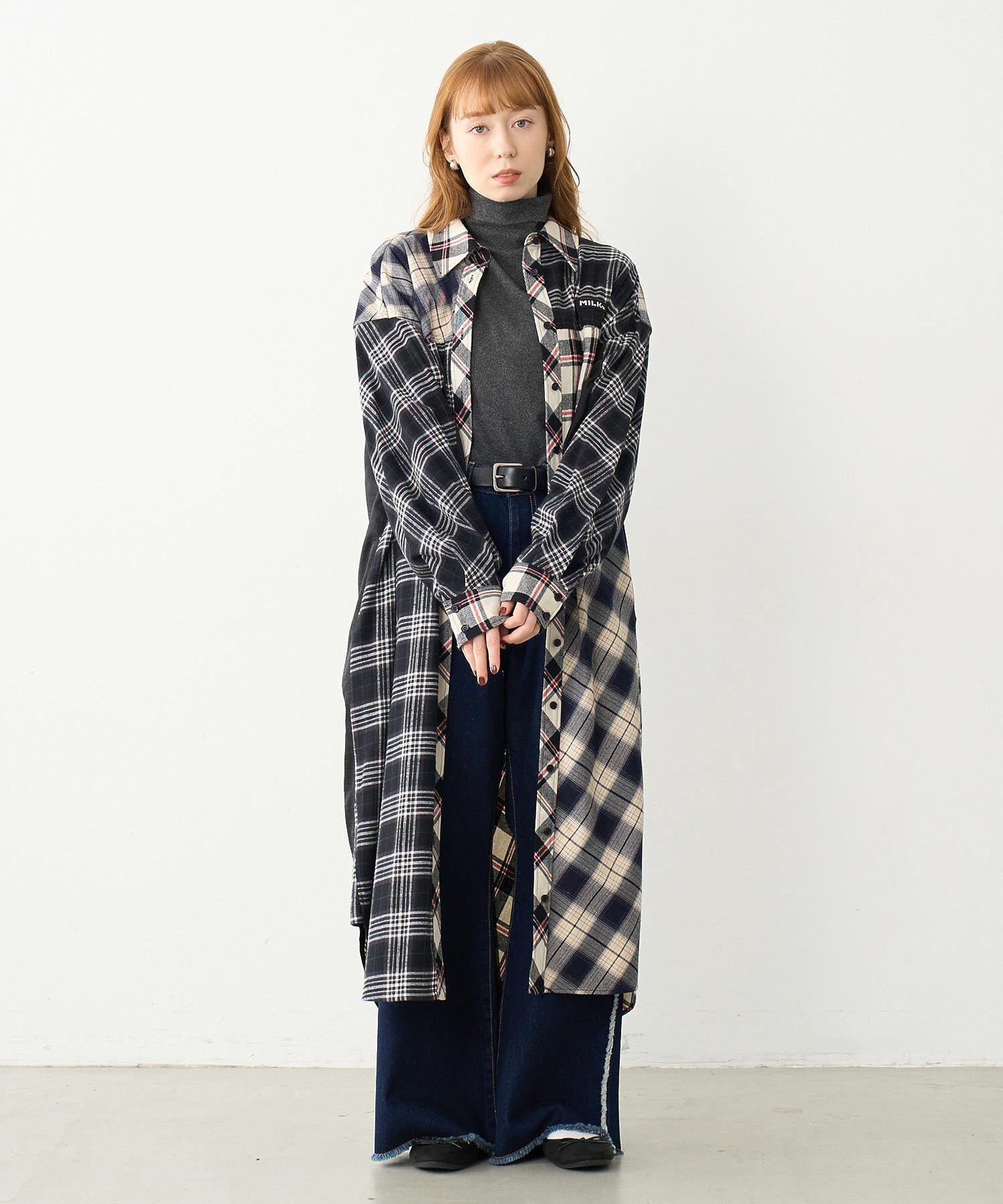 PLAID PATCHWORK SHIRT DRESS