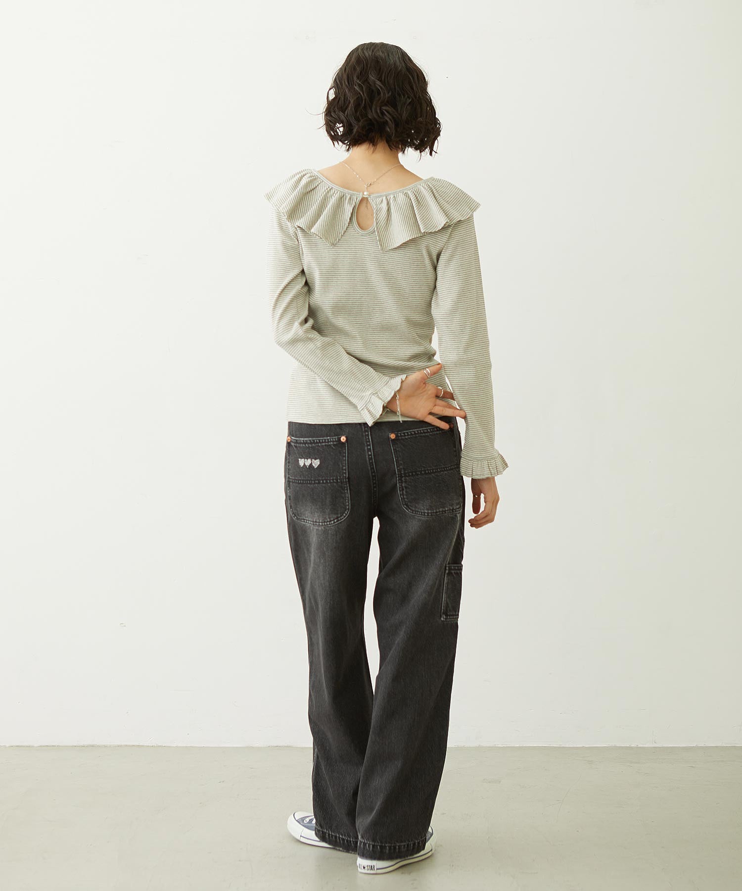 DOUBLE KNEE DISTRESSED DENIM PANTS