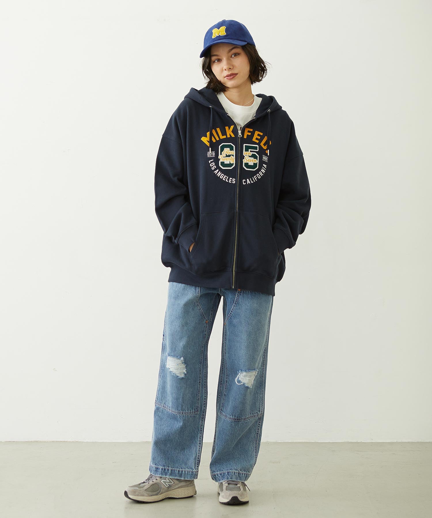 COLLEGE LOGO PATCH ZIP UP HOODIE