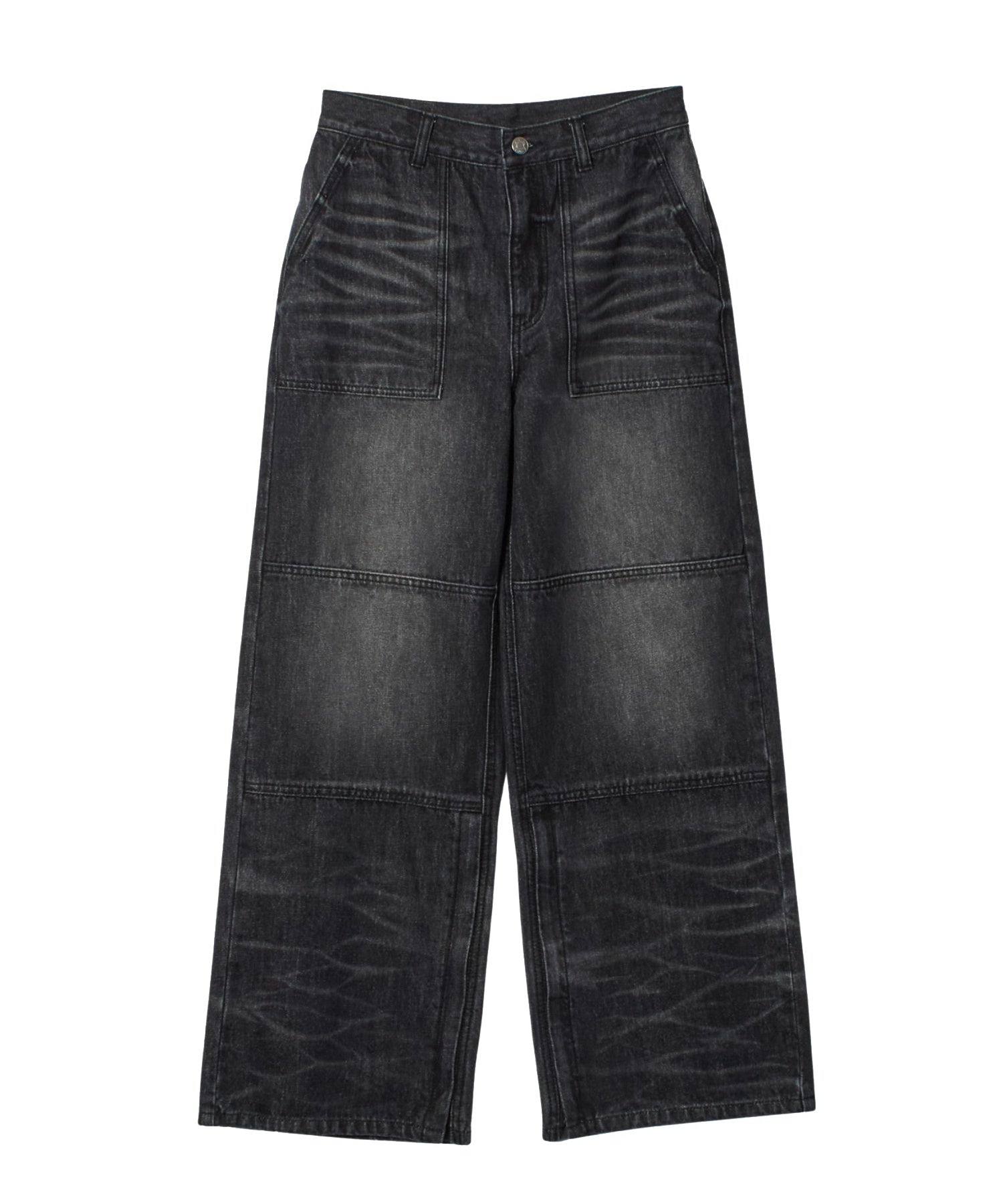 FADED WIDE LEG FLARE DENIM PANTS