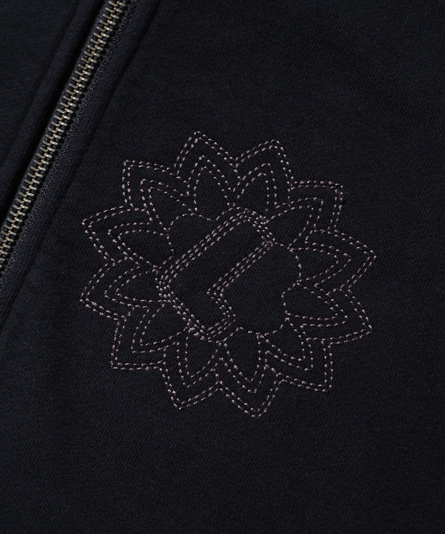 ALLOVER EMBROIDERY ZIP UP HOODED SWEATSHIRT