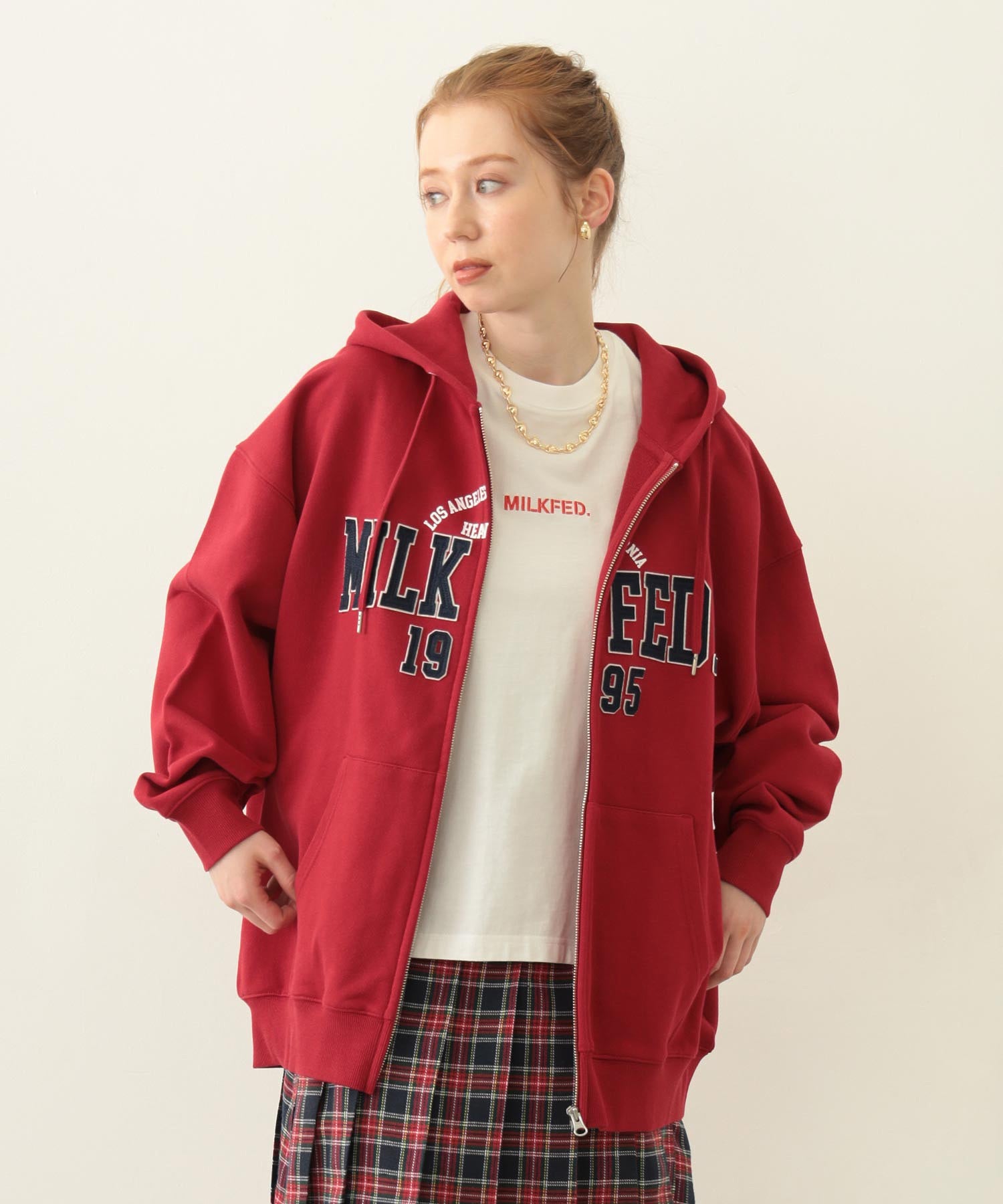 COLLEGE PATCH ZIP UP HOODIE