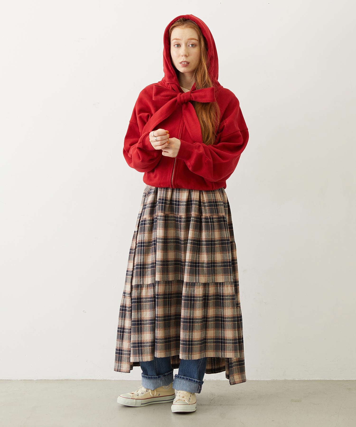 BIG RIBBON SWEAT ZIP HOODIE
