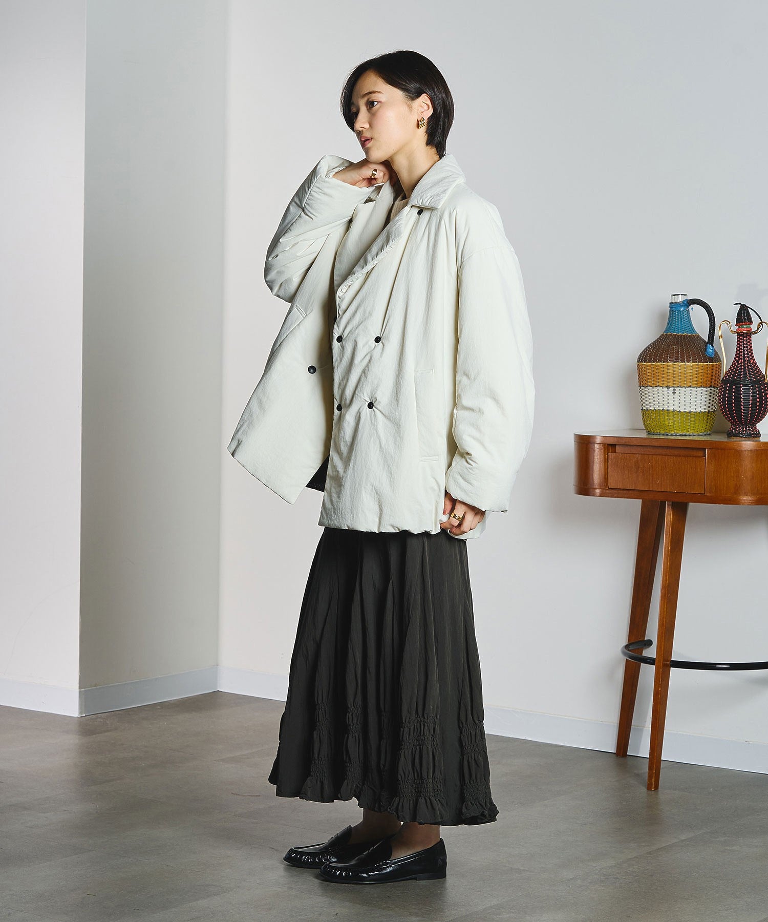 LONG SHIRRED SKIRT