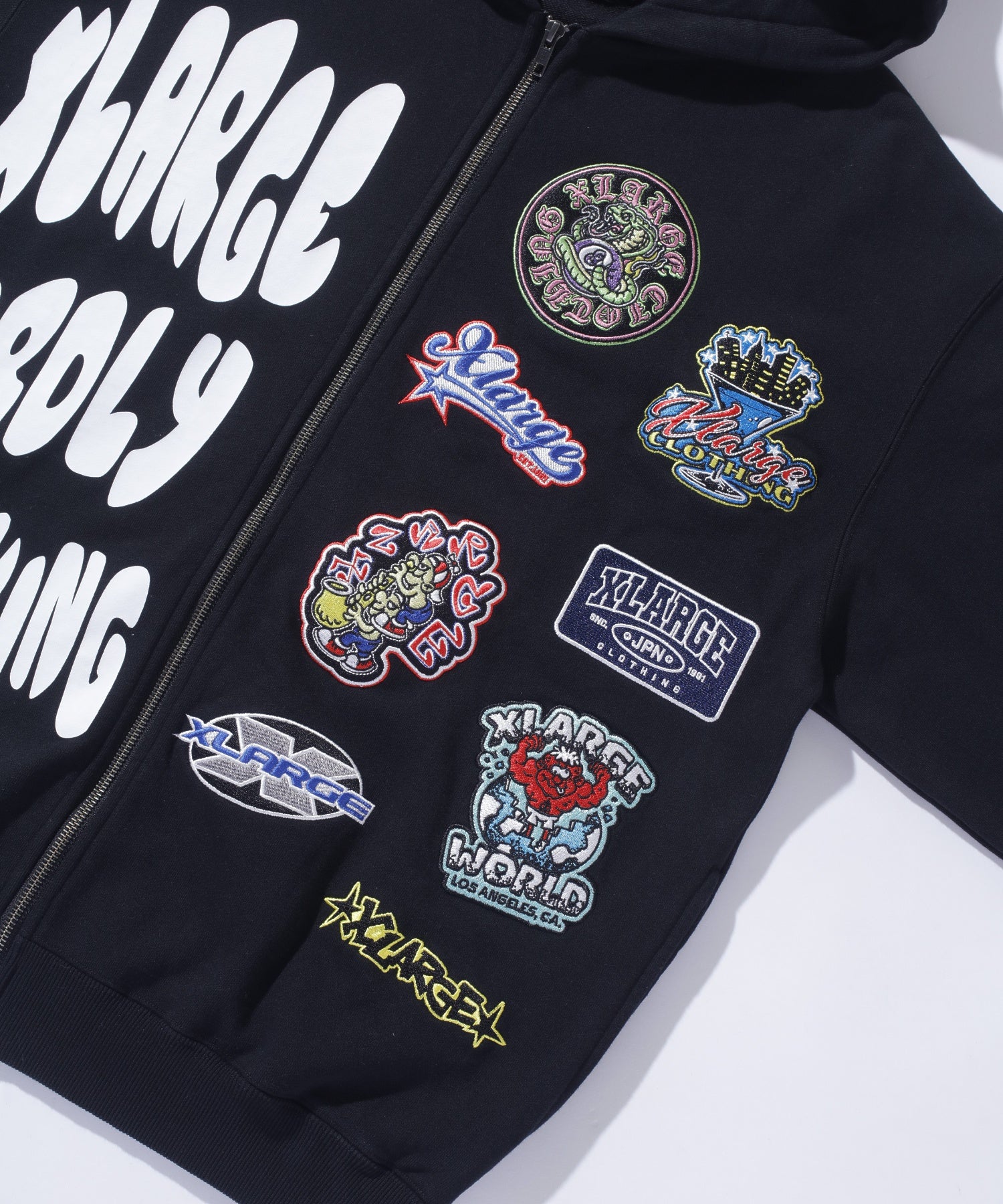MULTI LOGO ZIP UP HOODED SWEATSHIRT