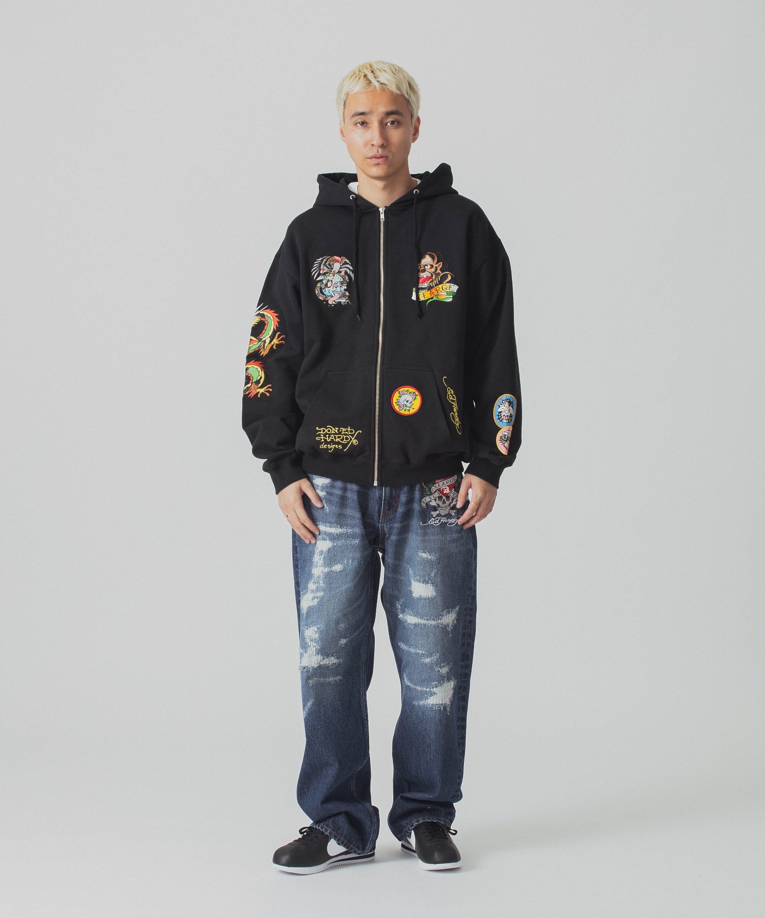 XLARGE×ED HARDY CRASH DENIM PANTS