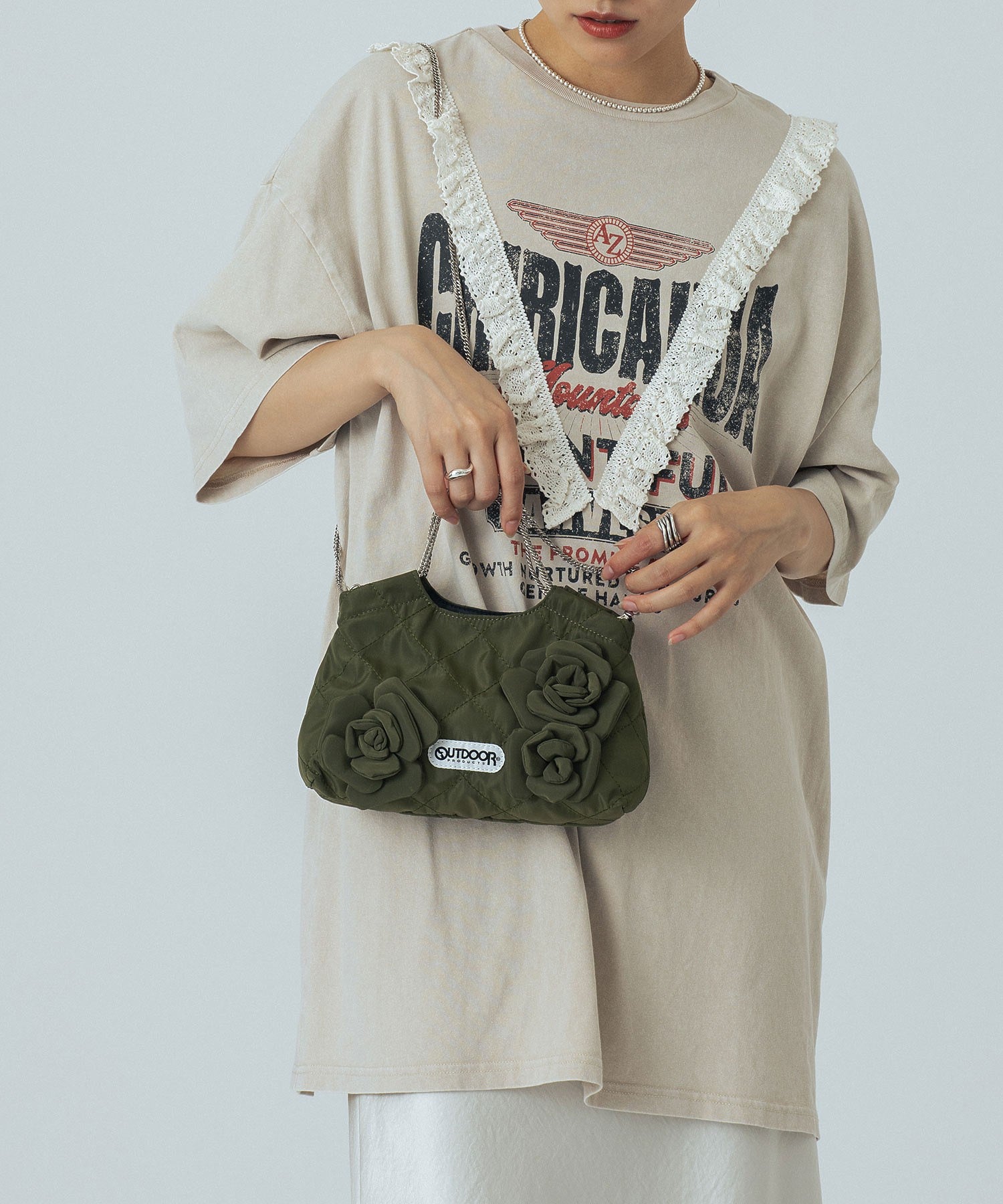 【ROSE BUD別注】OUTDOOR/FLOWER QUILTING MINI BAG