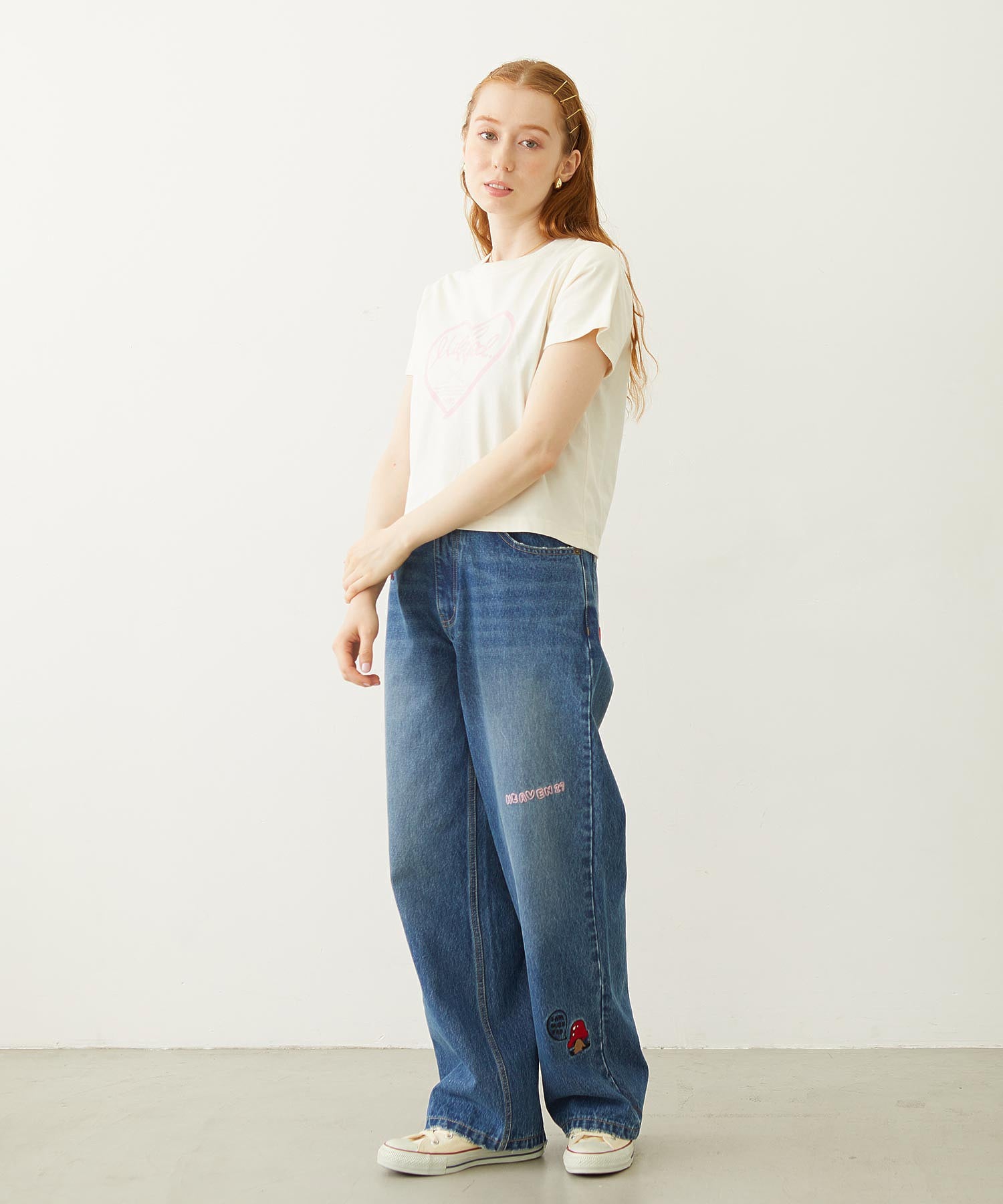 DOODLE EMBROIDERED DENIM PANTS