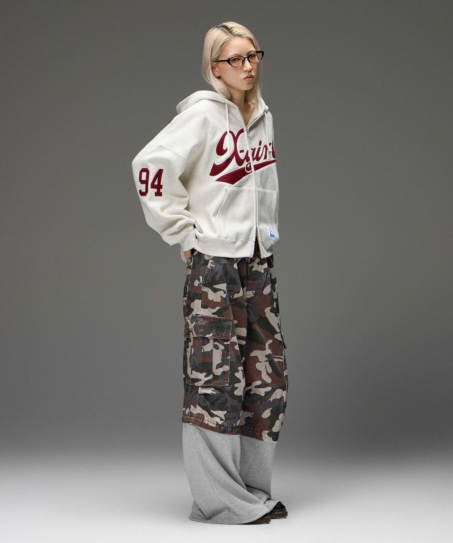 X-girl x Champion REVERSE WEAVE® PATCHED LOGO ZIP UP HOODIE