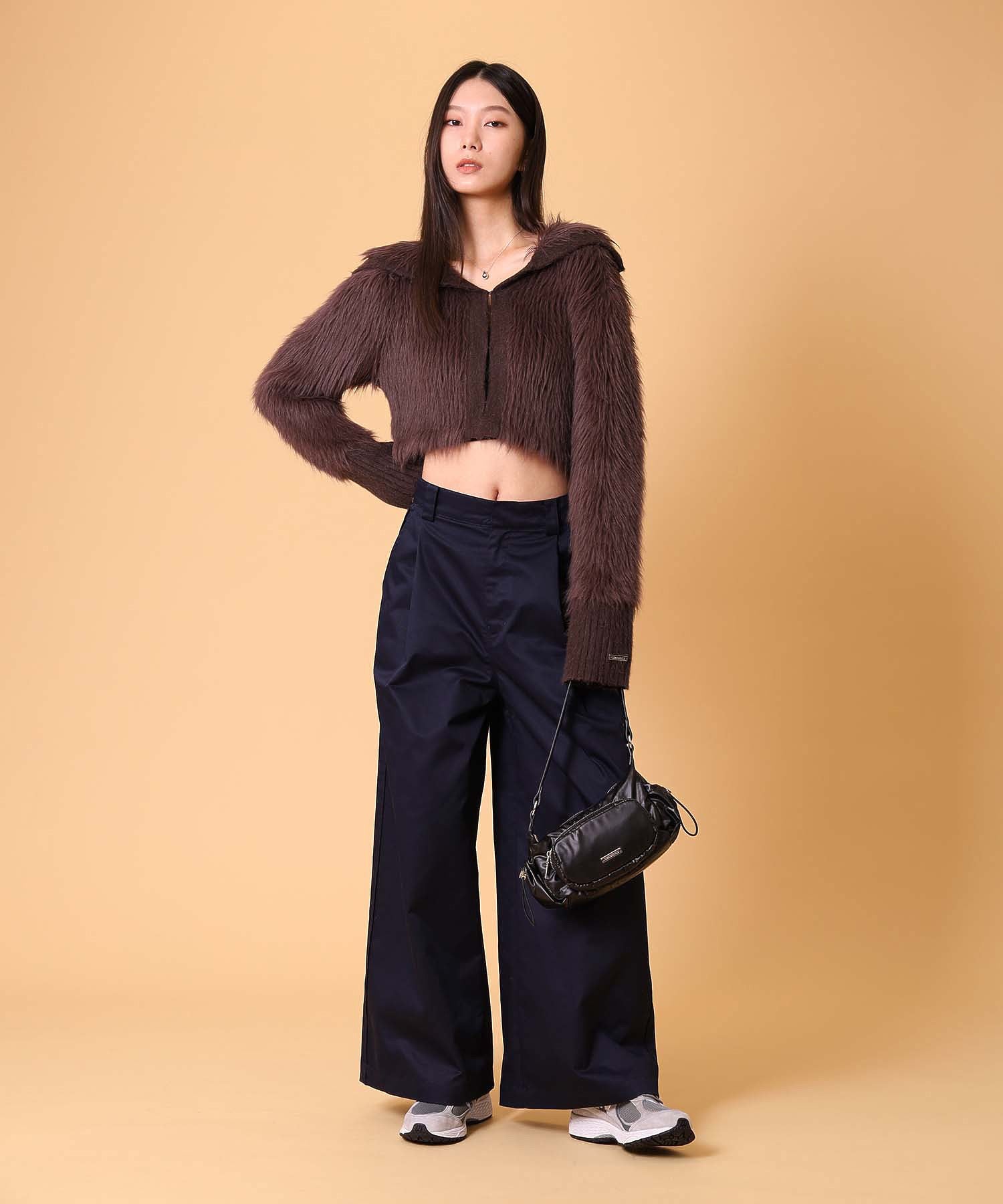 ビッグカラーシャギーニットカーディガン