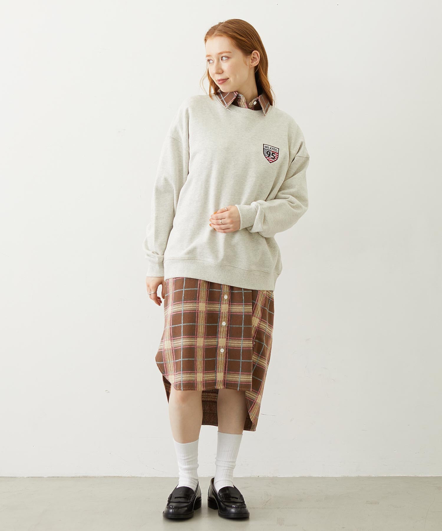 LOGO PLAID SHIRT DRESS
