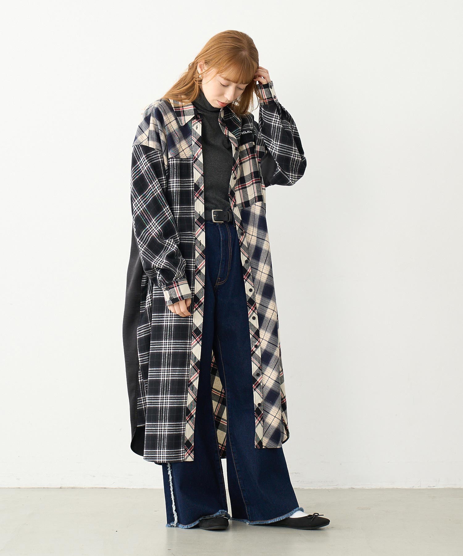 PLAID PATCHWORK SHIRT DRESS