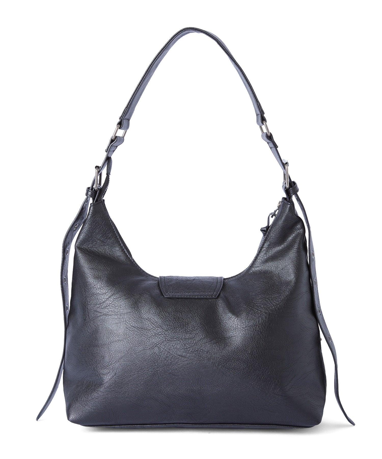 STUDDED PANELED FAUX LEATHER SHOULDER BAG