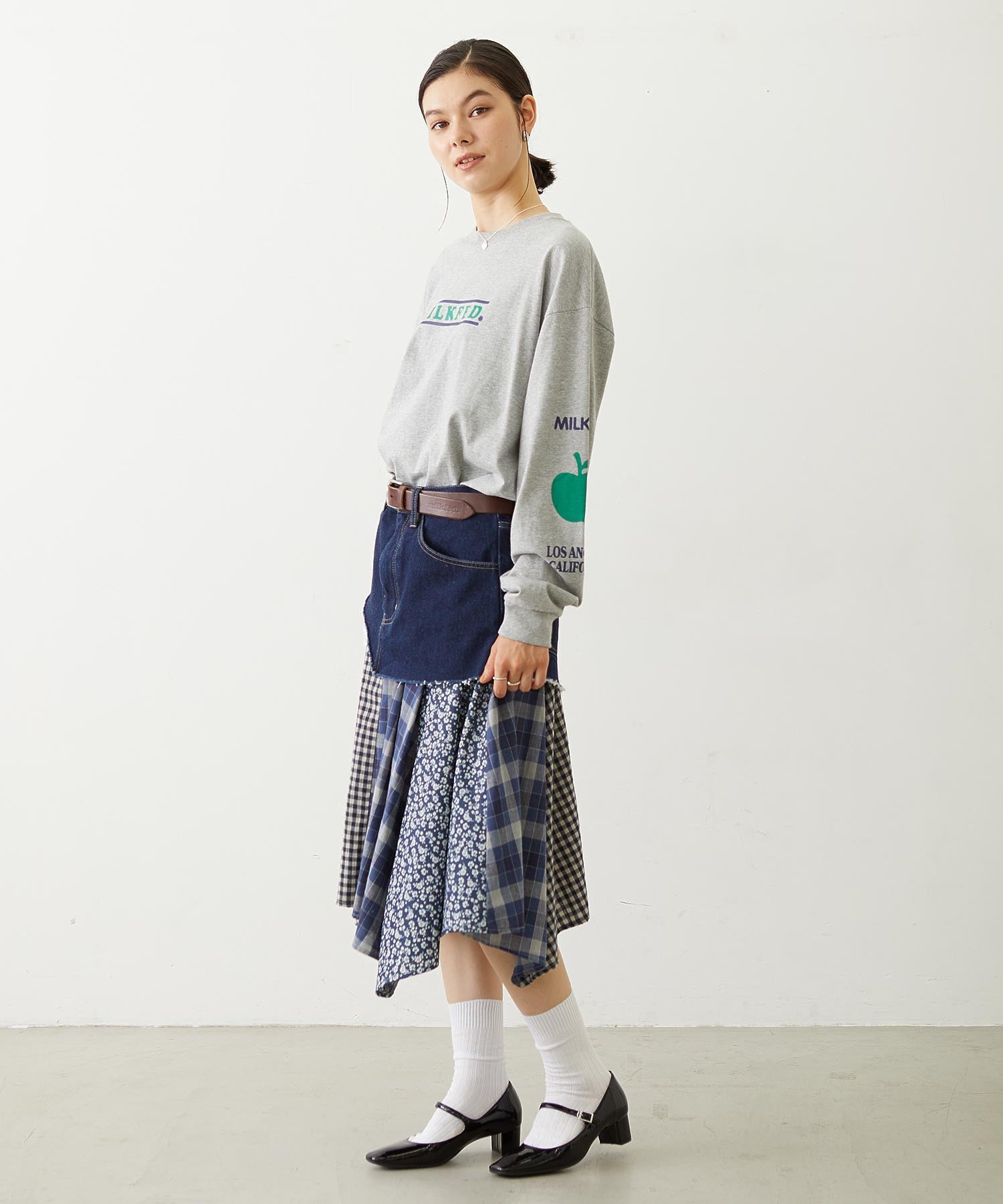 PATCHWORK OVERALL SKIRT