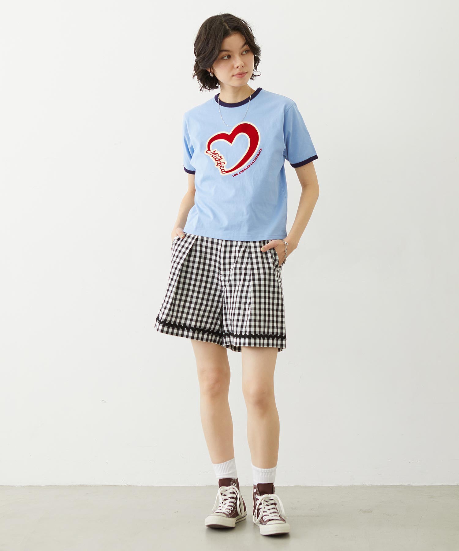 TRIMMED GINGHAM CHECK SHORTS