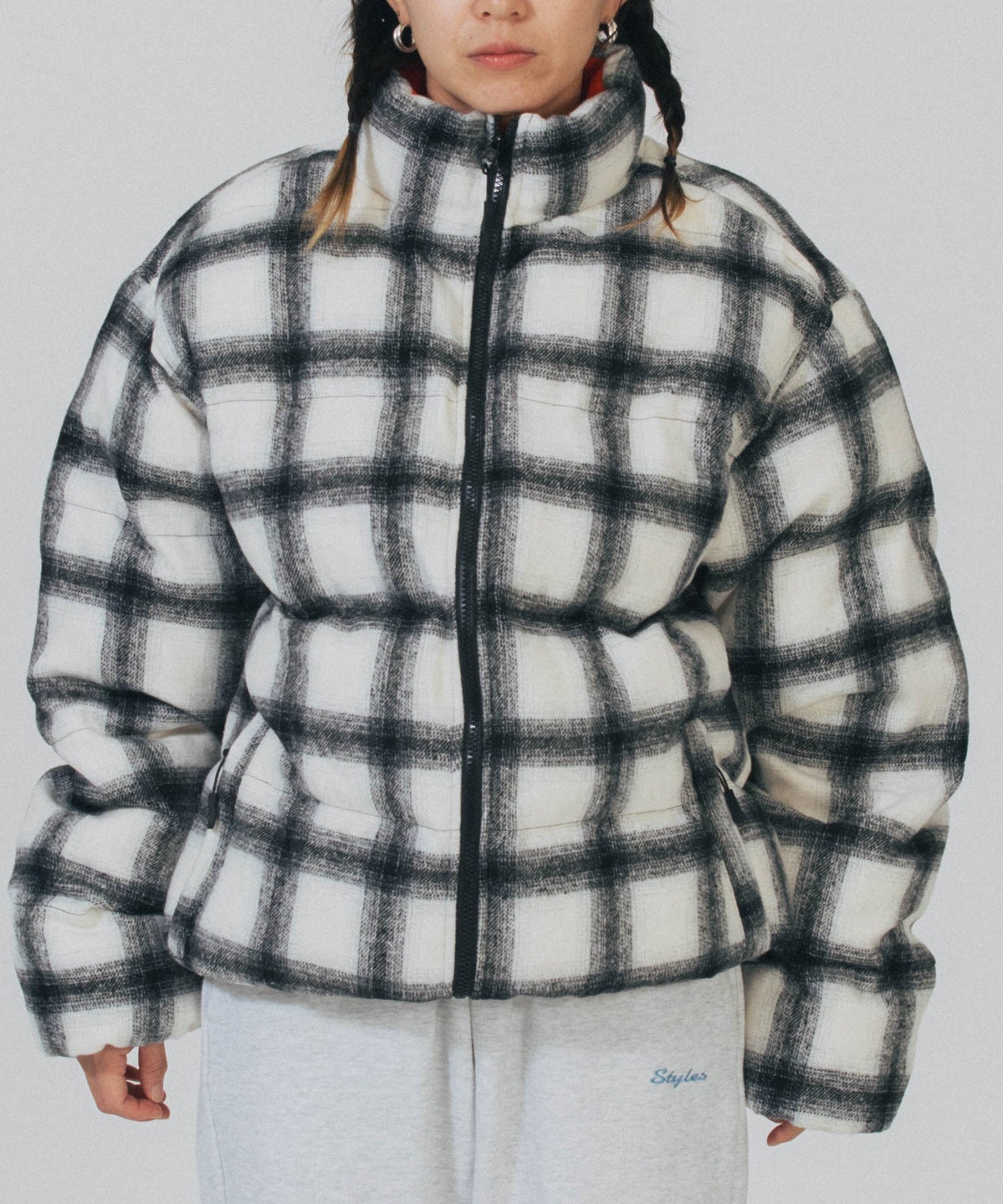 BUTTER/バター/Reversible Plaid Puffer Jacket