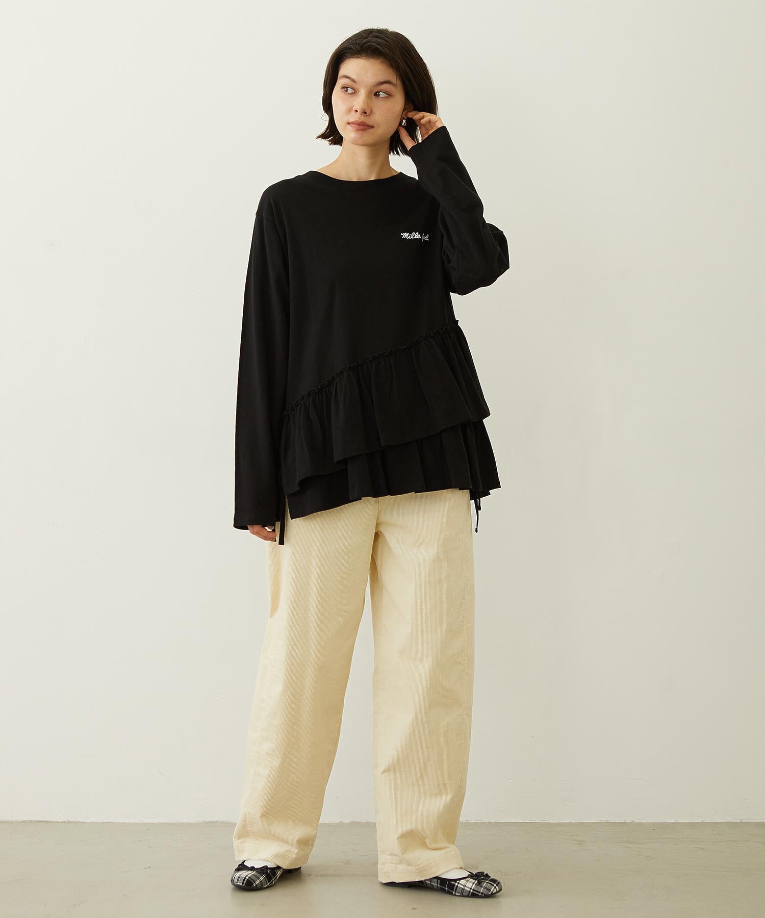 ASYMMETRIC FRILL TOP