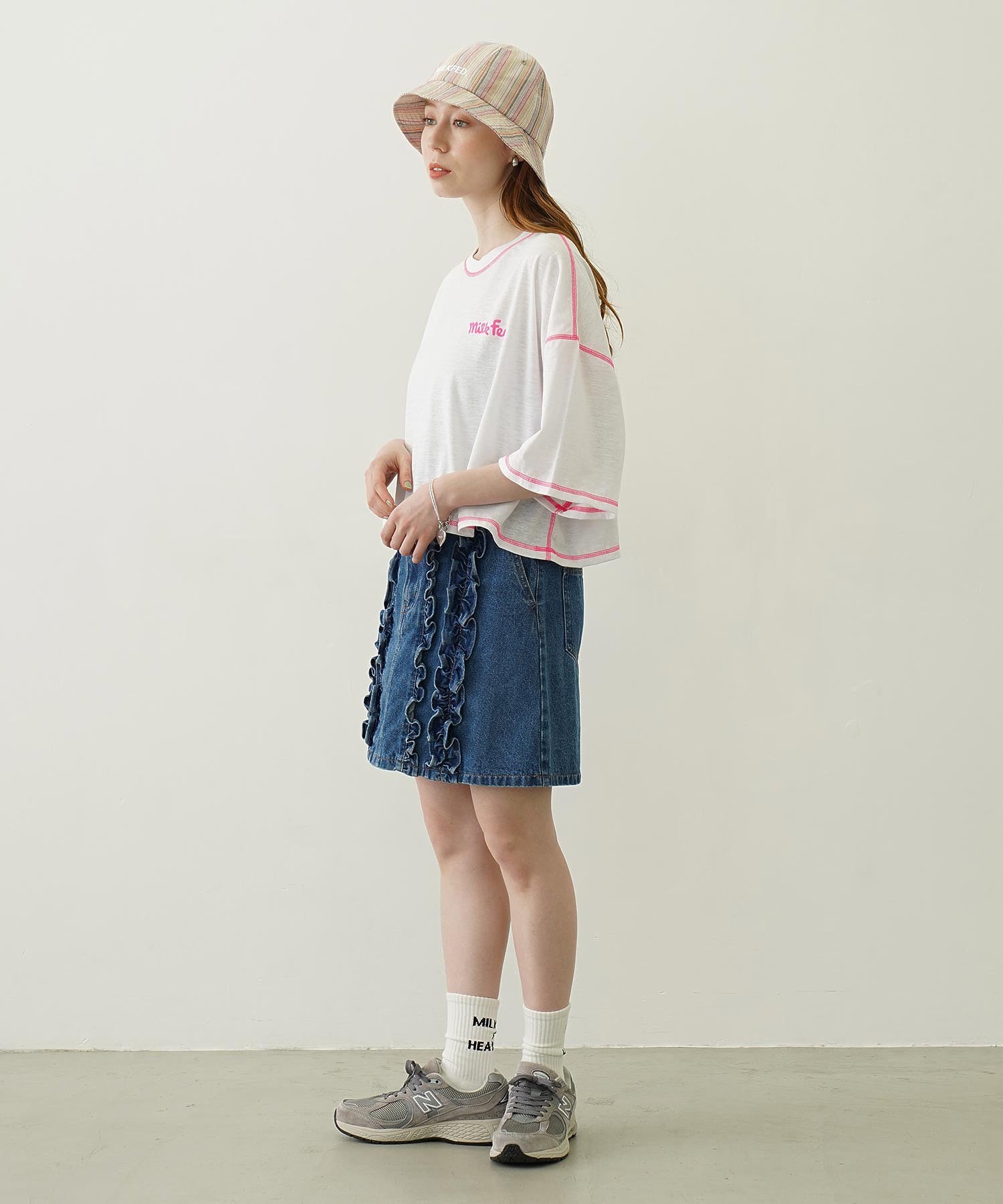 COLOR STITCH WIDE S/S TOP