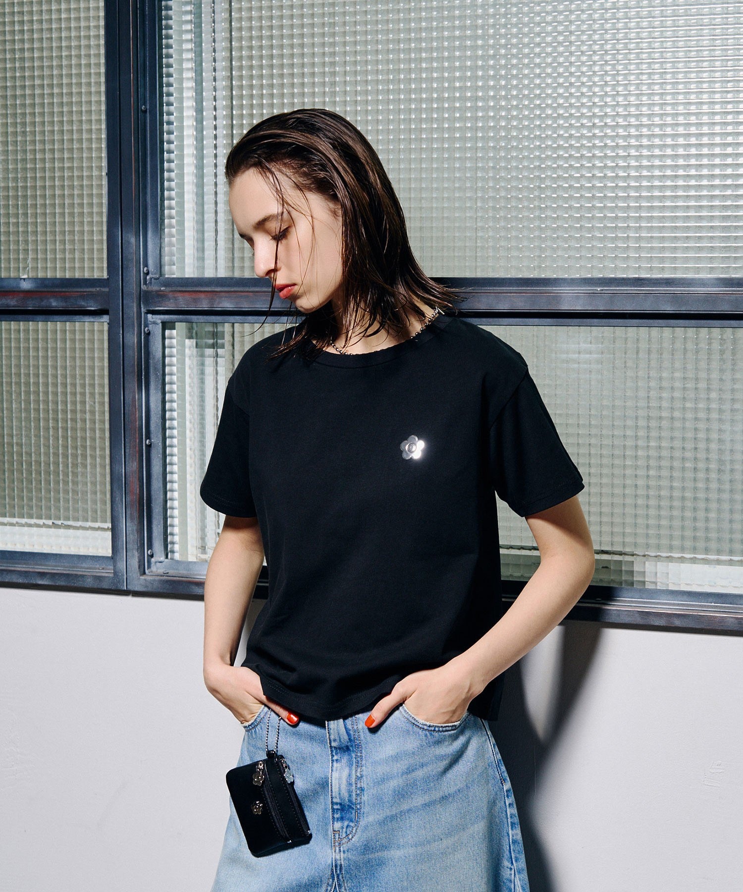 【ROSE BUD別注】MARY QUANT/BACK APPLIQUE T-SHIRT