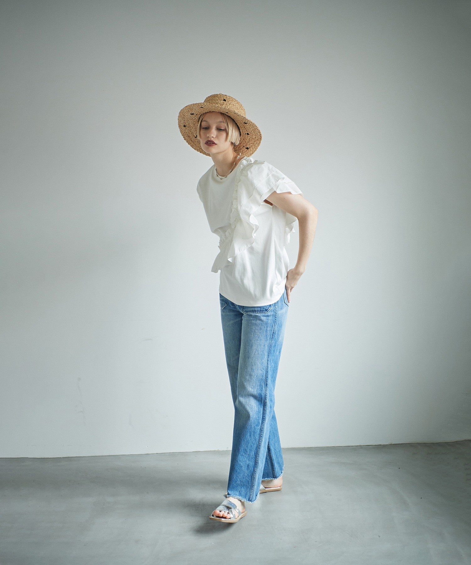 2WAYフリルドッキングカットソー