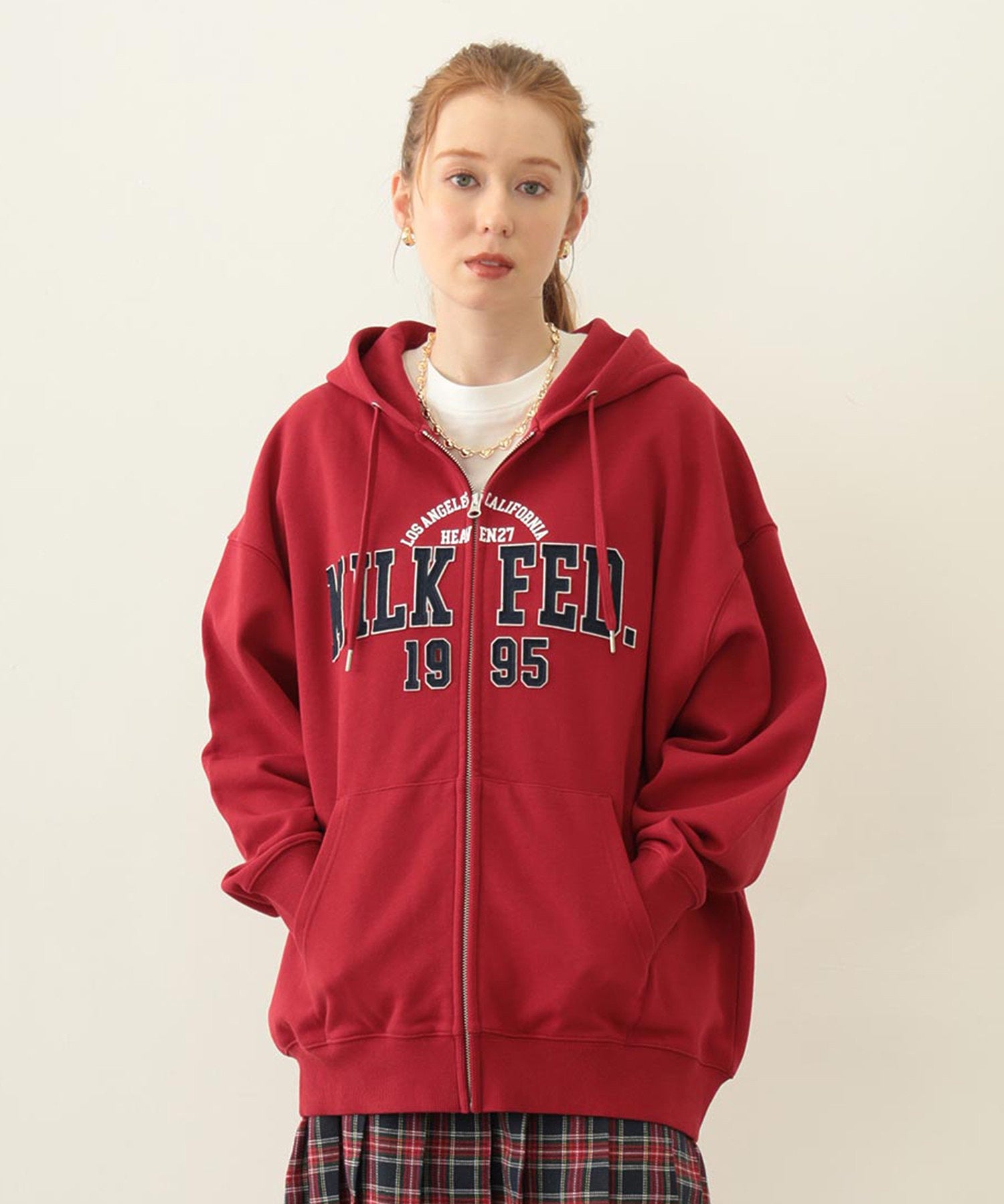 COLLEGE PATCH ZIP UP HOODIE