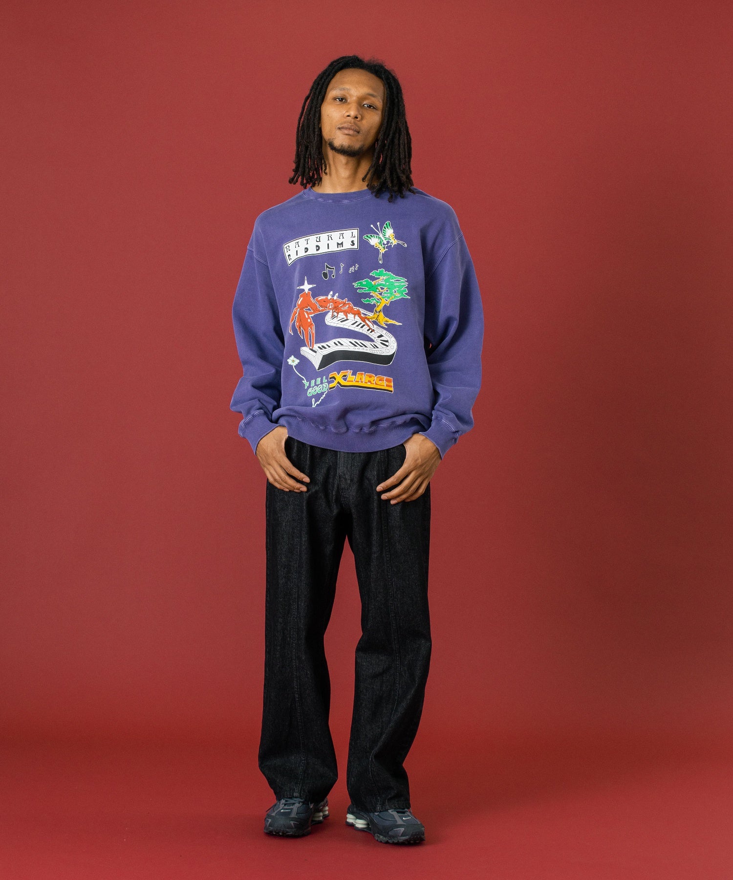 PANELED DENIM PANTS