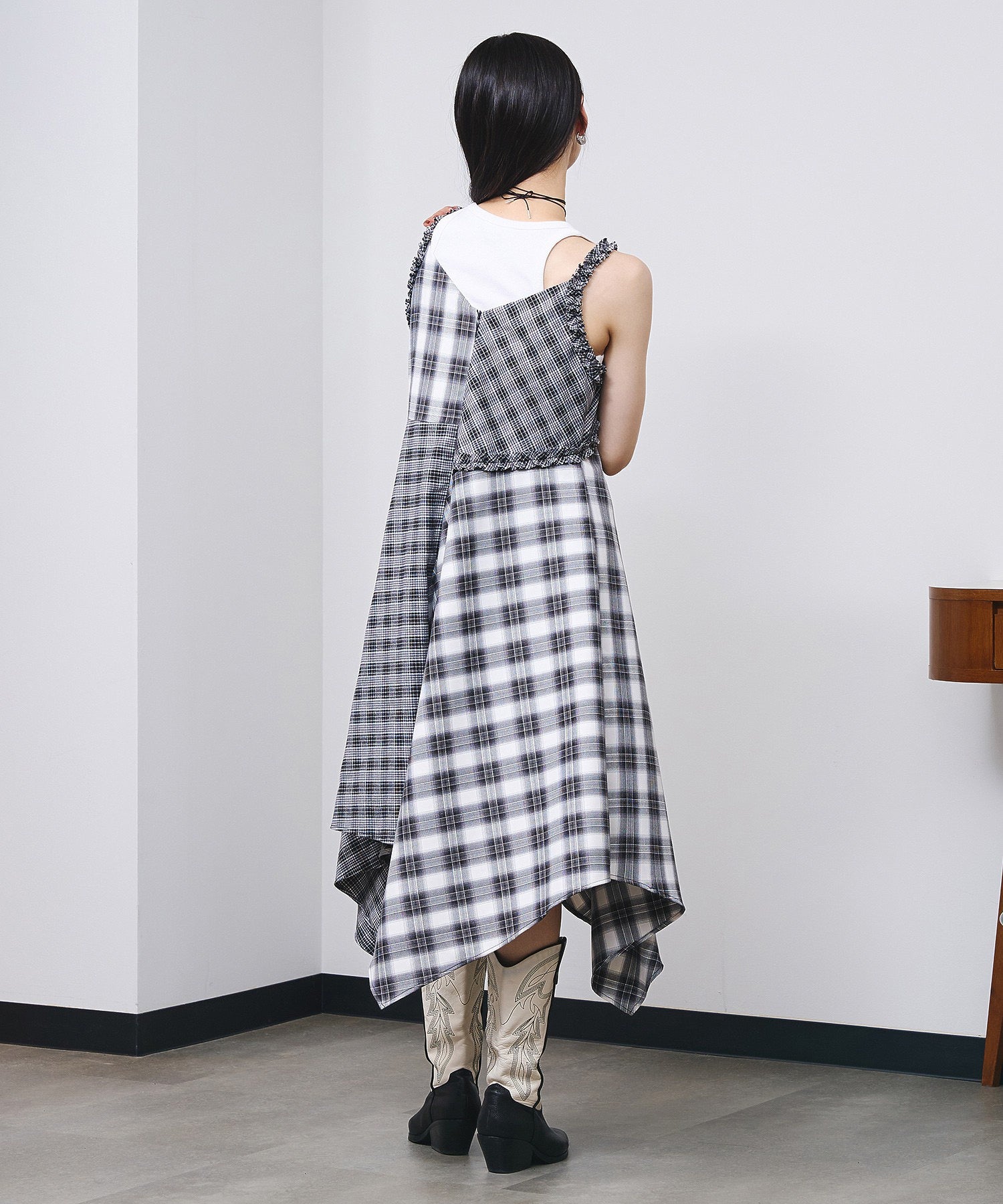 MIXED CHECK DRESS