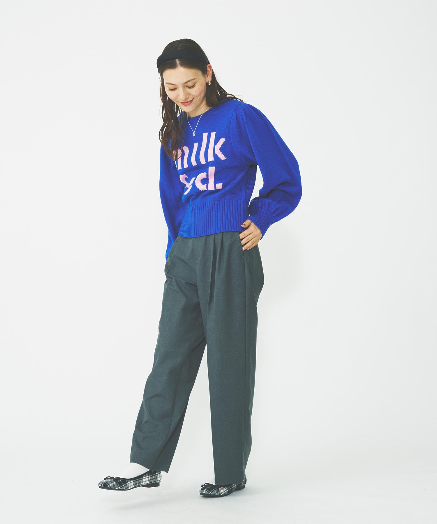 MILKFED LOGO KNIT TOP