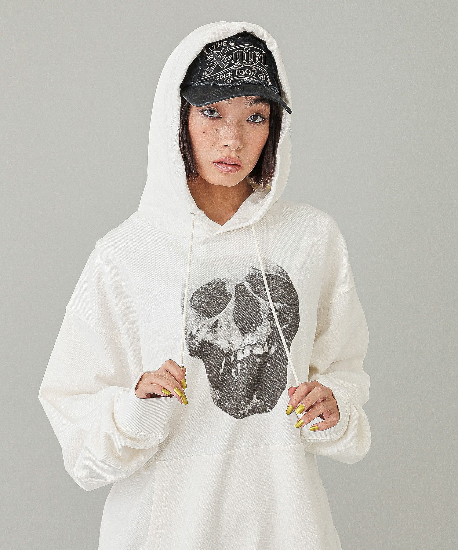 X-girl x HYSTERIC GLAMOUR SCULL AND BERRY HOODIE