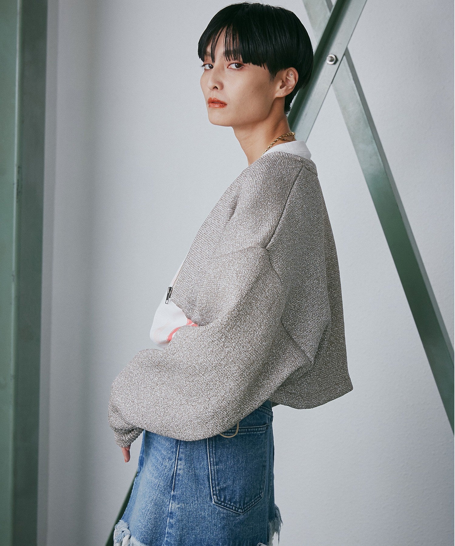 ラメニットブルゾン