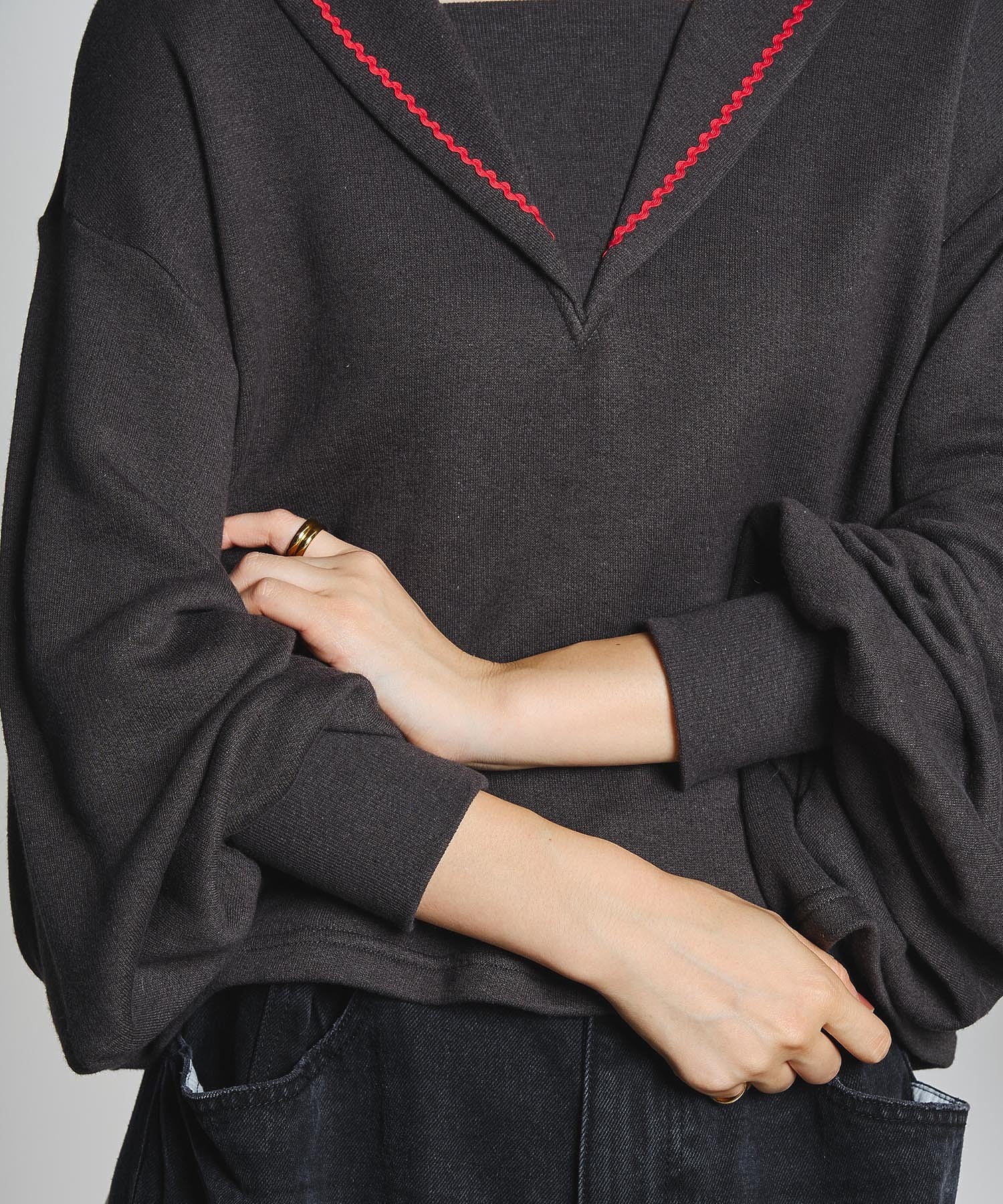 mici/SAILOR COLLAR FRENCH TERRY TOP