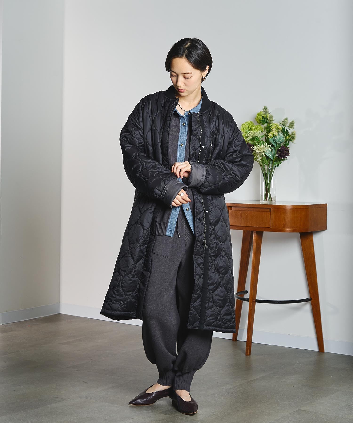 GENE HEAVENS/KNIT x DENIM CARDIGAN