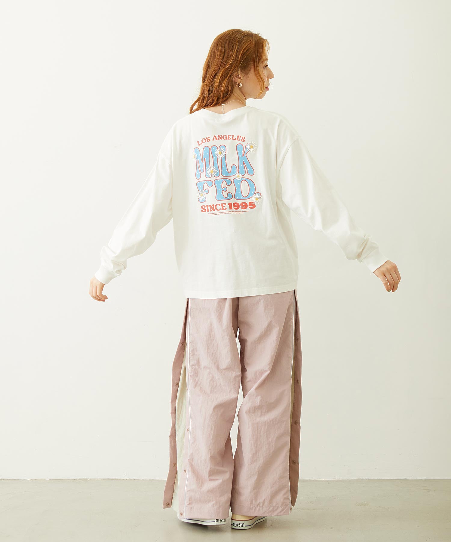 FLOWER DOT PATTERN LOGO WIDE L/S TEE