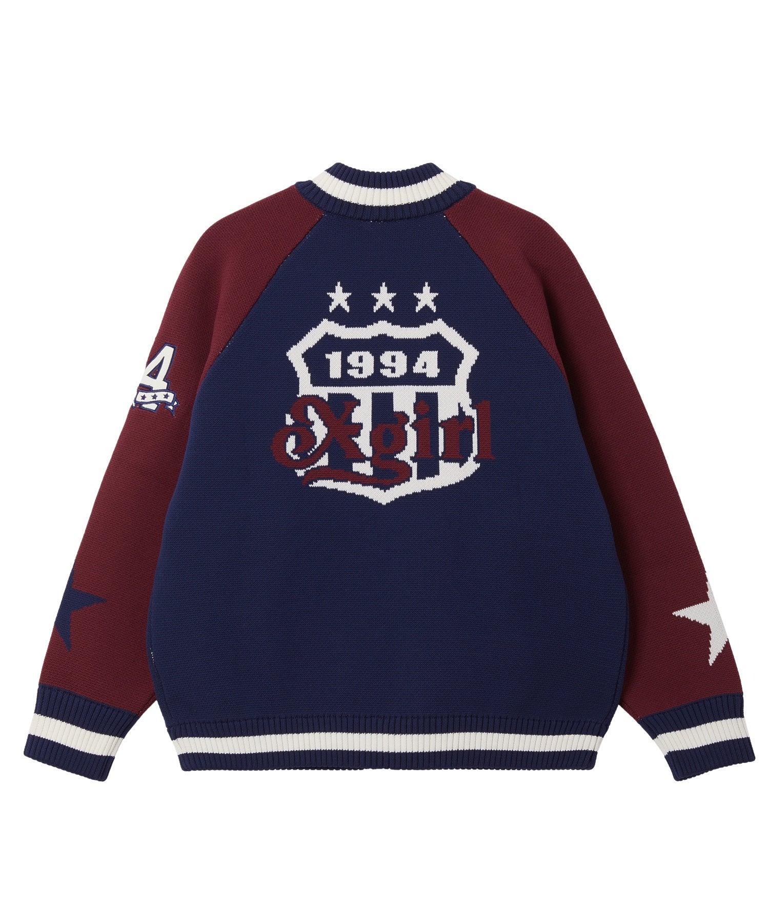 PATCH AND JACQUARD STADIUM KNIT JACKET
