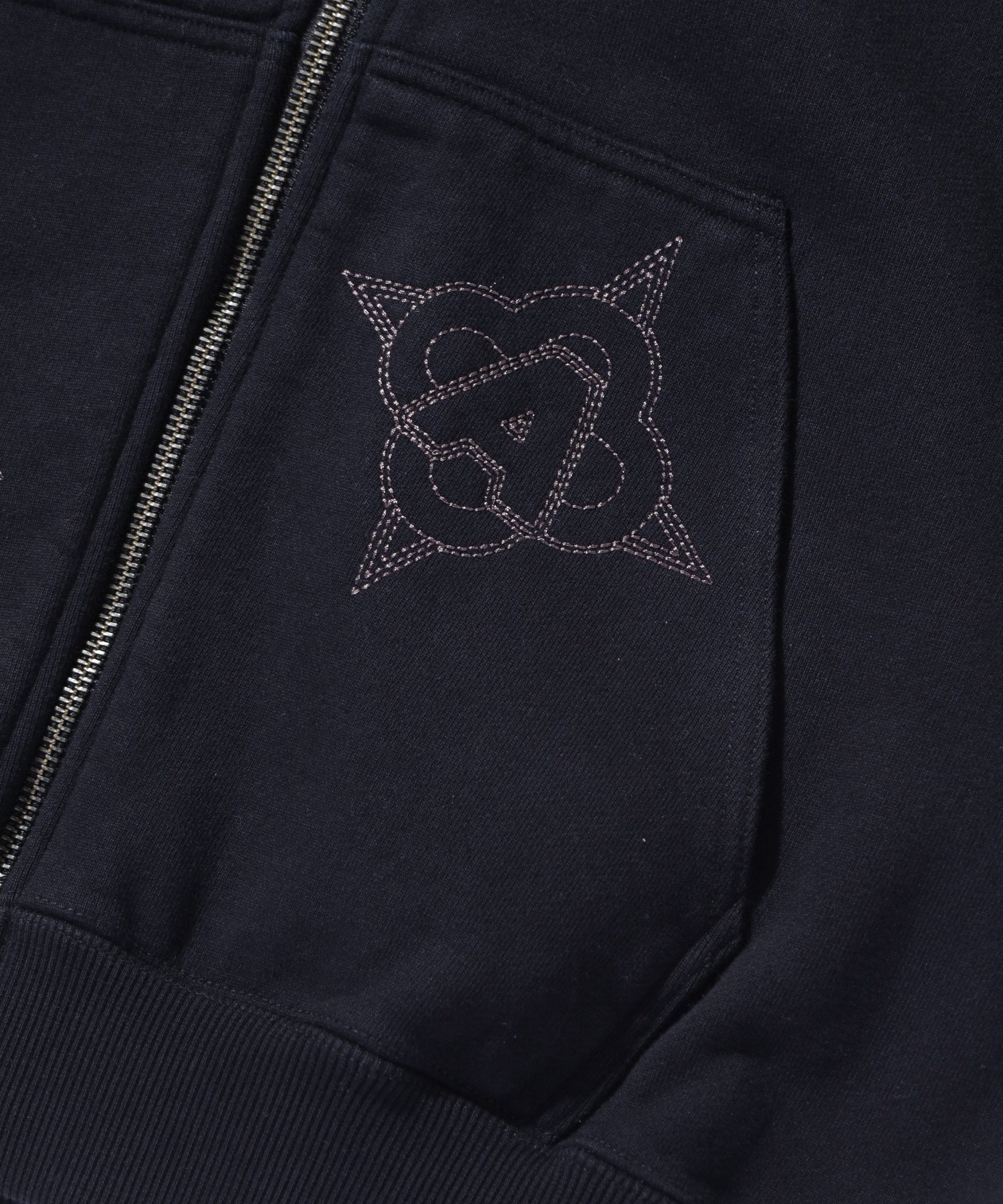 ALLOVER EMBROIDERY ZIP UP HOODED SWEATSHIRT
