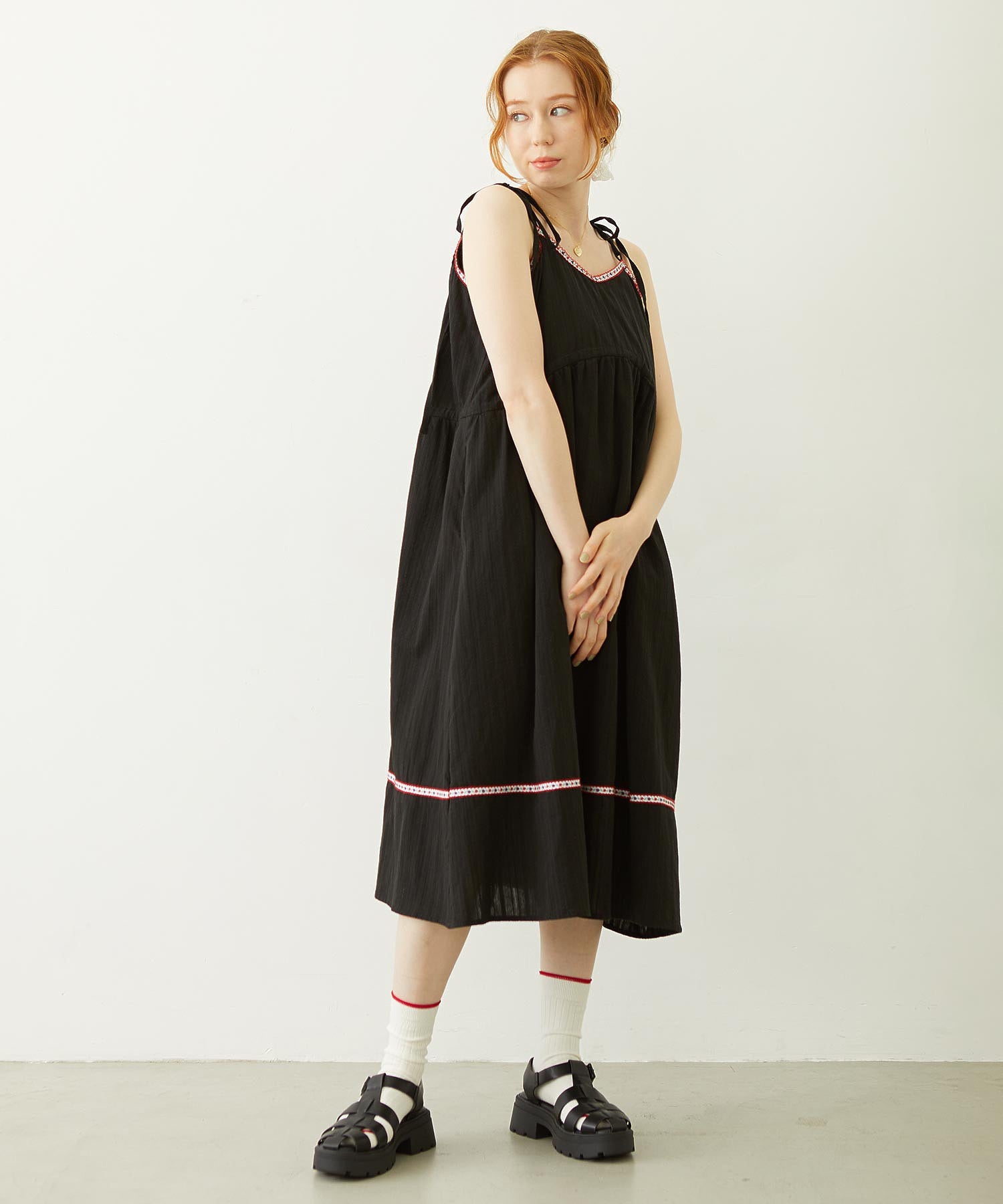 TYROLEAN TAPE CAMI DRESS