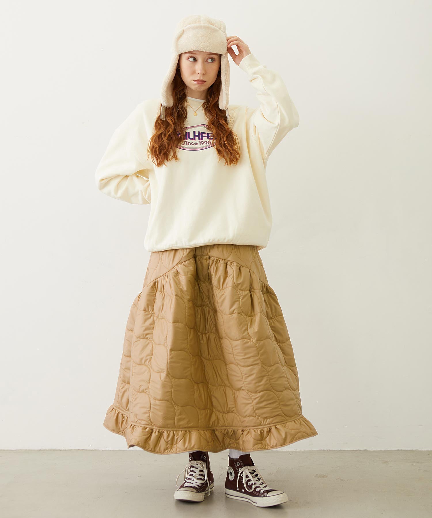 QUILTED FLARED SKIRT