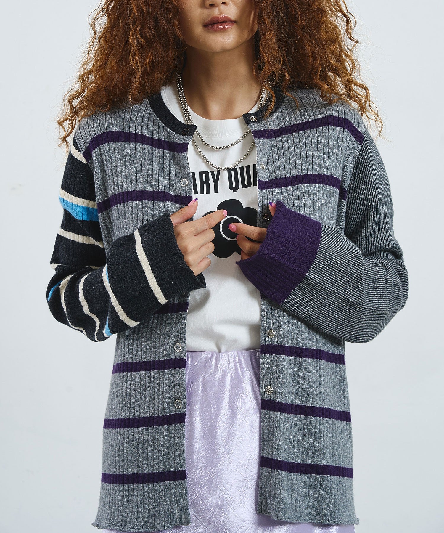 CREOLME/MULTI STRIPE KNIT CARDIGAN
