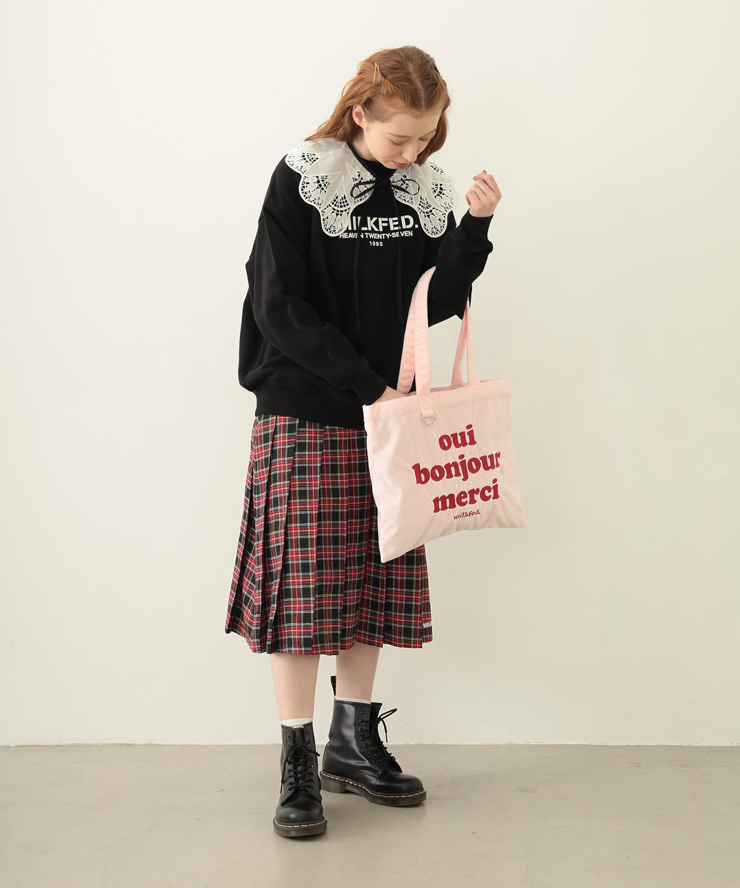 STENCIL LOGO WIDE CREW SWEAT TOP