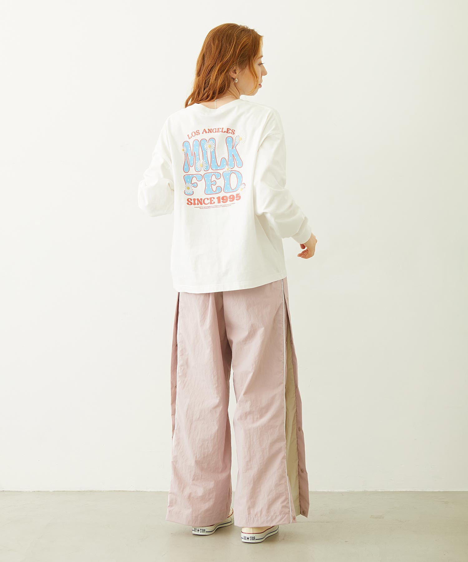 FLOWER DOT PATTERN LOGO WIDE L/S TEE