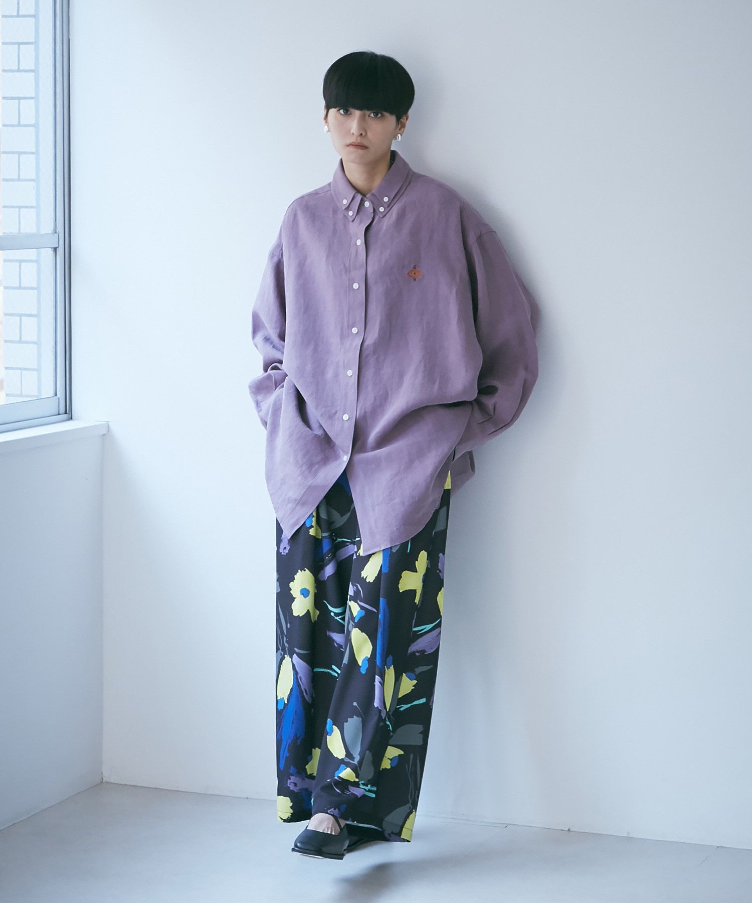 ボタンダウン ダブルネックシャツ