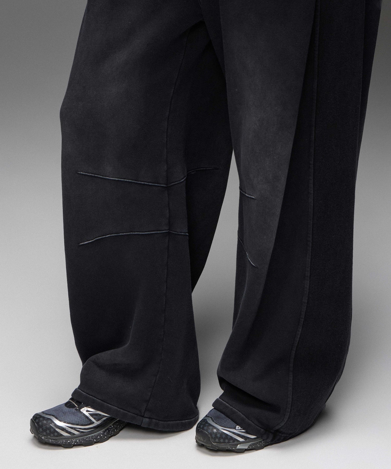 DENIM PANELED WIDE BAGGY SWEATPANTS