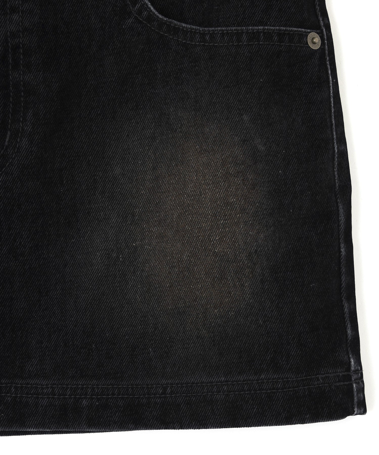 FLOCKED DENIM MINI SKIRT
