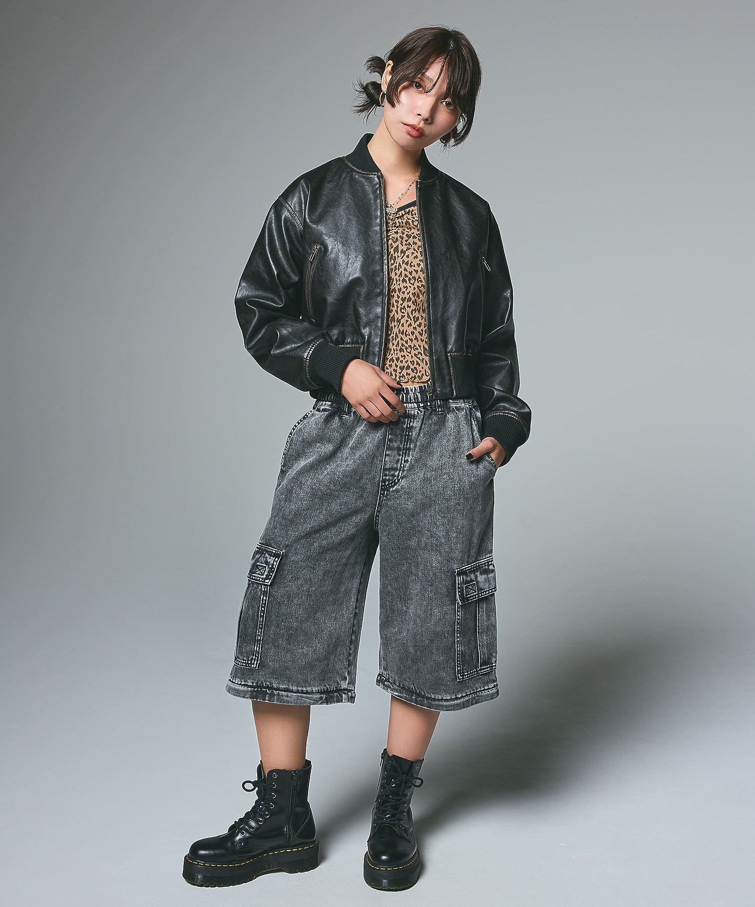 WASHED 2WAY WIDE LEG CARGO PANTS
