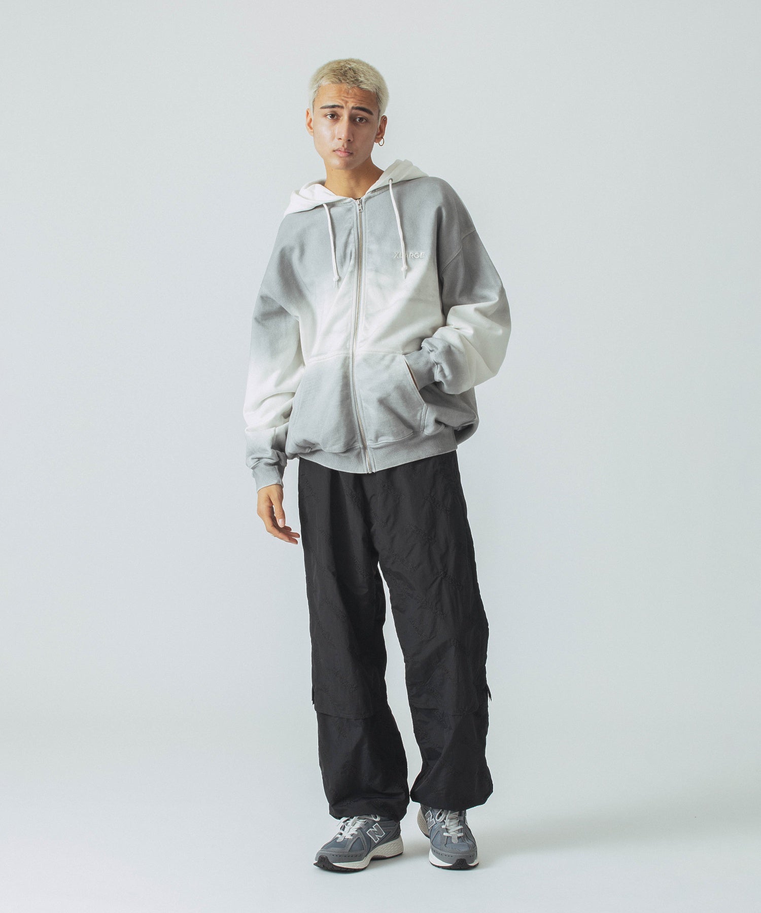 ALLOVER LOGO PATTERN EMBROIDERED NYLON PANTS